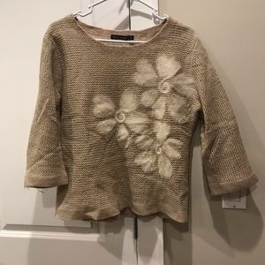 Anthropologie floral beige sweater